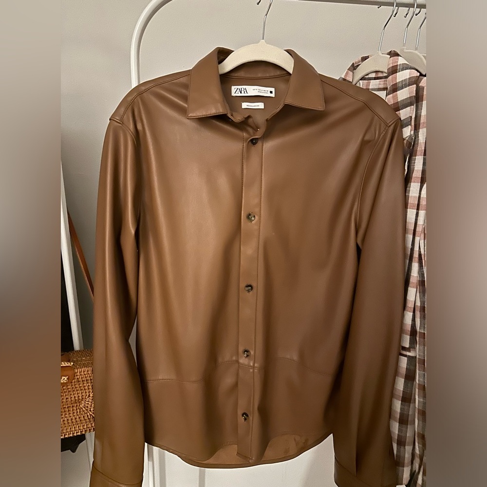 Zara Button Down Leather Jacket - image 1